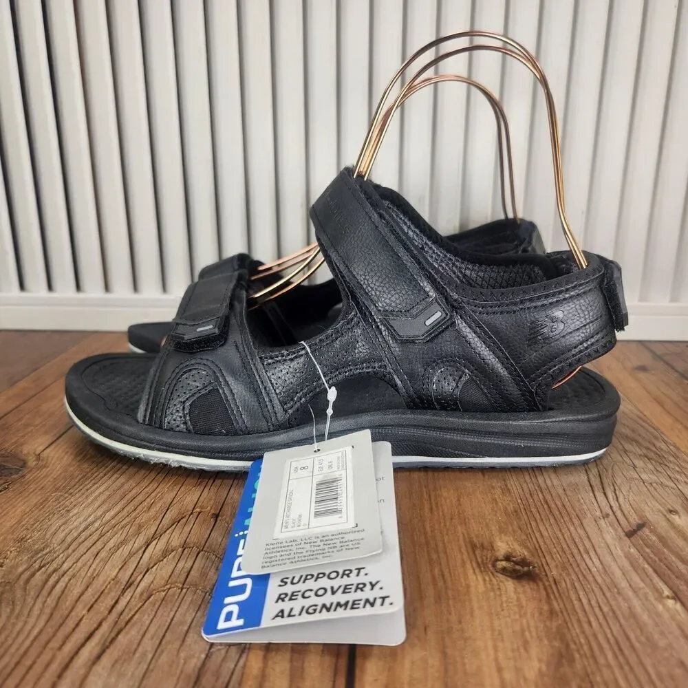 New Balance Recharge Sandals M2080BK Mens Sz 8 D Black Leather Comfort City Walk